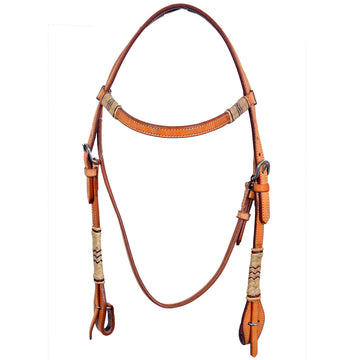 Bar H Equine Western Horse Rawhide Genuine American Leather Headstall